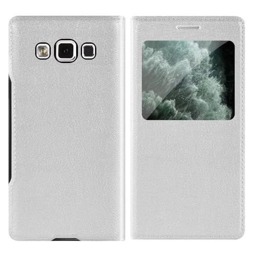 VIPAVA Flip-Cover-Lederhülle für Samsung Galaxy S22 Ultra 5G S21 Plus S20 FE S10 Lite S10e S9 S8 S7 Edge S6 Handyhülle, Weiß, Für S7 Edge