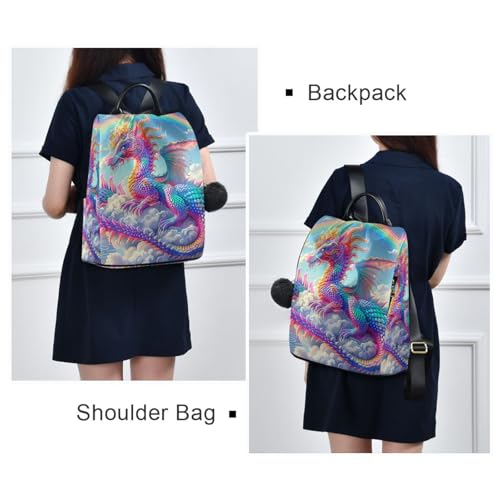 Mochila antirrobo mujer Dragon Clouds Rainbow bolsa de viaje moda 7