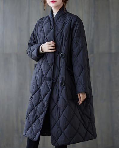 ellazhu Women's Lightweight Quilted Jacket Padded Winter Solid Button Puffer Coat GZ692