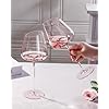 Pink Slanted Wine Glasses Set Of 6, 18 Oz Large Stemware For Red Or