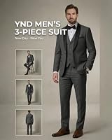 YND Herren-Smoking-Set, 3-teilig, schmale Passform, Schalkragen, einfarbig, Jacke, Weste, Hose mit Fliege - - XS – Ansicht 2