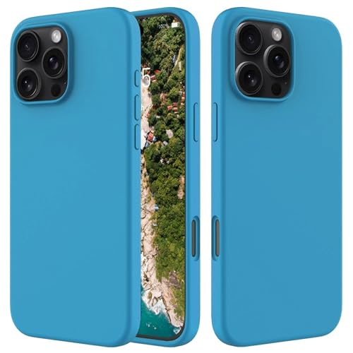 Image of FIRST MART Silicone Back Case for iPhone 16 Pro, Soft-Touch Phone Back Cover for Apple iPhone 16 Pro - Blue