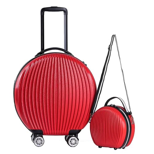18in Carry On Luggages Round Suitcase Lightweight Hard Shell Small Travel Trolley Case with 4 Wheels Checked Carry On Luggage Travel Bag 05,B
