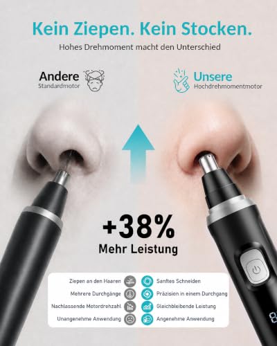 Nasenhaartrimmer Herren: IRUVAE innovativer Hochdrehmoment-Motor für ziepfreies und schmerzfreies Trimmen - 3-in-1 Nasenhaarschneider… – Ansicht 4
