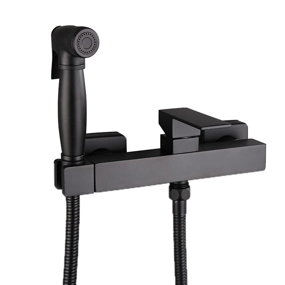 Set di spruzzatori per Bidet, spruzzatore Portatile Nero, Multifunzione, Caldo e Freddo, Maniglia pressurizzata, Kit per la Pulizia del Bagno, Doccia per WC o - B (A)