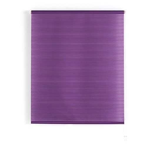 Blindecor Iris - Estor Enrollable translúcido Rayado, 160 x 180 cm, Color Violeta, tela