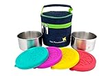The Pinwheelers Stackable Duo | 220ml Stainless Steel Containers w/ Insulated Lunch Bag | Set of 2,...