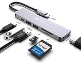 USB C HUB, Best Caple 6in1 Hub Adaptateur pour MacBook Pro/Air,40 GBS Thunderbolt 3 Pass-Through 87 W Charge/Port USB C de données/vidéo HDMI 4K, 2 Ports USB 3.0, Lecteur de Carte SD/TF