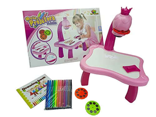 Mesa Projetora Mágica de Imagens Desenhos Rosa Kids