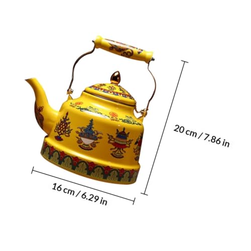 Théière émaillée jaune de qualité supérieure et bouilloire de style traditionnel