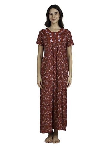 Image of 9shines Label Stylish Alpine Nighty Maxi for Women | Full Length Trendy Nightgown | Premium Nightdress | Nightwear | Embroidery Nighty with Pockets (2892)