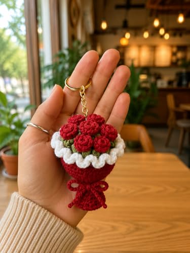 Image of Handmade Crochet Sunflower Keychain for Women & Girls, Cute Yellow Flower Key Ring Charm, Soft Yarn Knitted Gift, Bag Charm, Car Key Holder, Aesthetic Handmade Floral Accessory