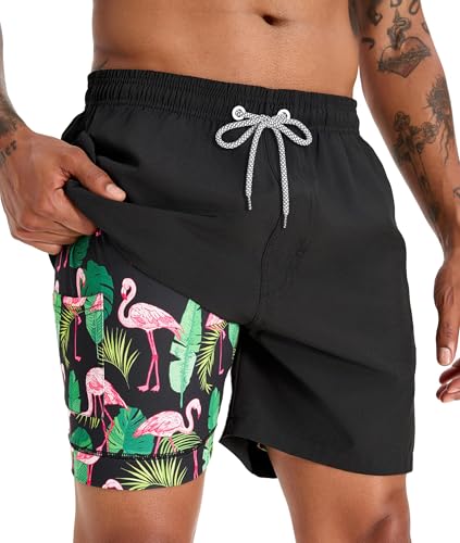 Image of APTRO Men's Swim Trunks with Compression Liner 5 Inch Bathing Suit Beach Swimsuits