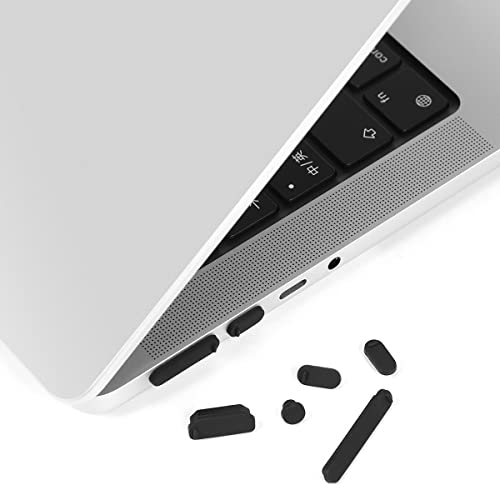 [7Pc] Dust Plug Cover For Macbook Pro 14 & Macbook Pro 16 Inch W/M1 M2 Chip Model A2779 A2780 A2442 A2485, Dust Plug For Hdmi,Thunderbolt,Sd,Charger Port & Headphone, Macbook Pro 14 Dust Plug - Black #TOP1
