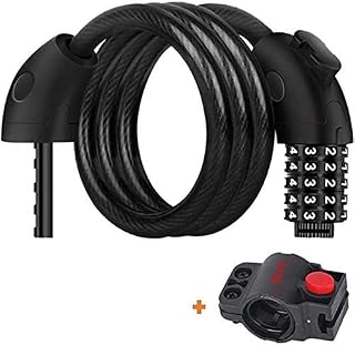 Bicycle lock Bike Cable Lock High Security 5 numeral Code Resettable Combination Inner Core 4.5MM Thick and Tough Steel Cable Bicycle Cable Lock for Bicycle Outdoors