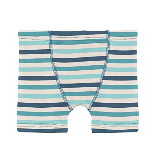 Kickee Pants Boys Boxer Brief Underwear, Silky Soft Printed And Solid Boxer Briefs For Your Little Man, Lightweight And Breathable For All Day Comfort, Set Of 3 (Deep Sea Cheeseburger, Cruisin' Stripe & Deep Sea - S-6/8) #TOP3