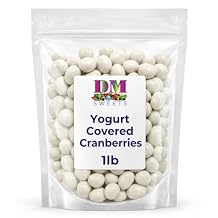 Yogurt Coated Cranberries- 1 lb of Fresh Gourmet Sweet Creamy Chewy Covered Dipped Cranberries