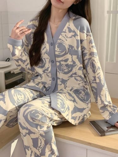 Image of LITZO Womens Korean Night Dress || Pyjama Set ||Korean Nightsuit || Women Nightwear ||Round Neck Half Sleeve Nightsuit || Loungewear || Everyday Nightdress (L-228-233)