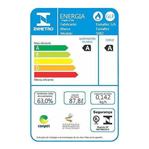 'Fogão 5 Bocas Esmaltec Acendimento Automático Caribe 0104002111