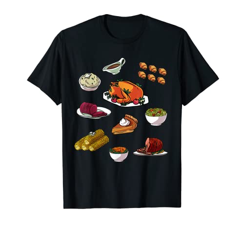 Tenue de fête de Thanksgiving pour le jour de la dinde – « I Love Food » T-Shirt