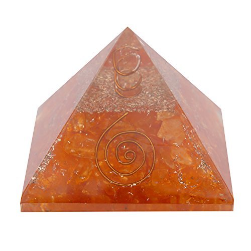 Aatm Healing Gemstone Orange Orgone Pyramid Stone for Confidence