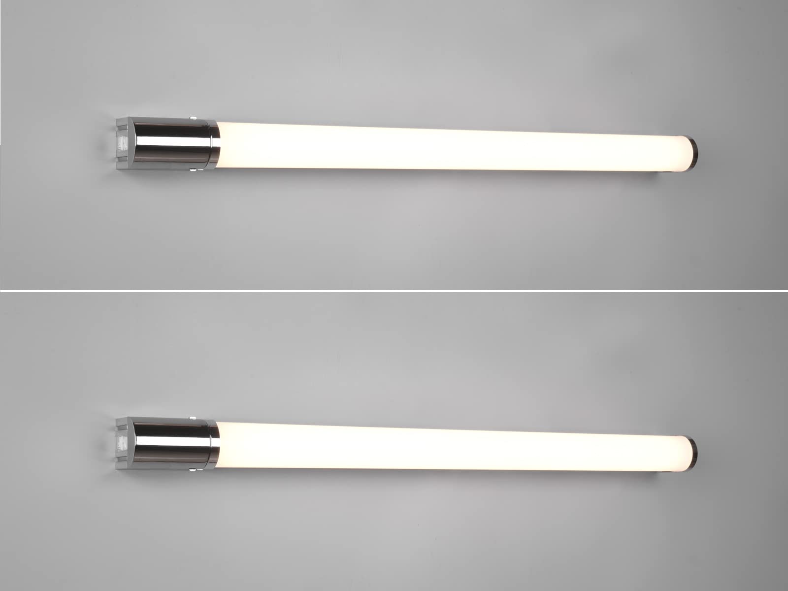 Juego de 2 lámparas de pared LED para cuarto de baño con enchufe e interruptor, color plateado cromado, ancho de 79 cm – lámpara de espejo