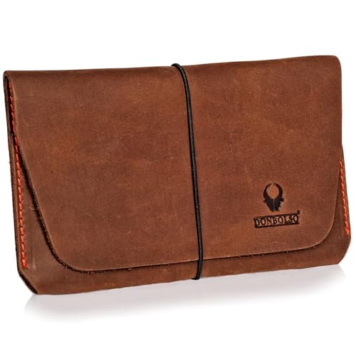 DONBOLSO Reiseorganizer Dresden Leder Extra Groß, Jagdscheinetui, EU Heimtierausweis Impfpass Hülle, DIN A6 Etui für Waffenschein Mappe Braun