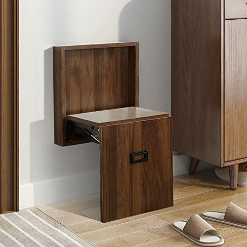 Trendbox Entryway Shoe Stool Wall-Mounted Shoe Bench Folding Wall Stool For Entryway Shoe Changing Stool - Walnut #TOP3