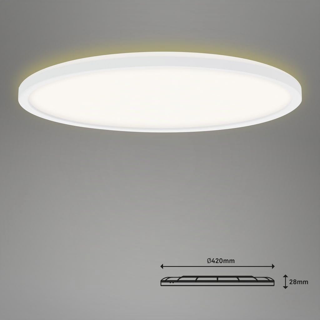 BRILONER Leuchten - LED Panel, Deckenleuchte dimmbar, Deckenlampe, RGB, Farbsteuerung, Backlight, inkl. Fernbedienung, 22 Watt, 2.700 Lumen, 4.000 Kelvin, Weiß, Ø 42cm