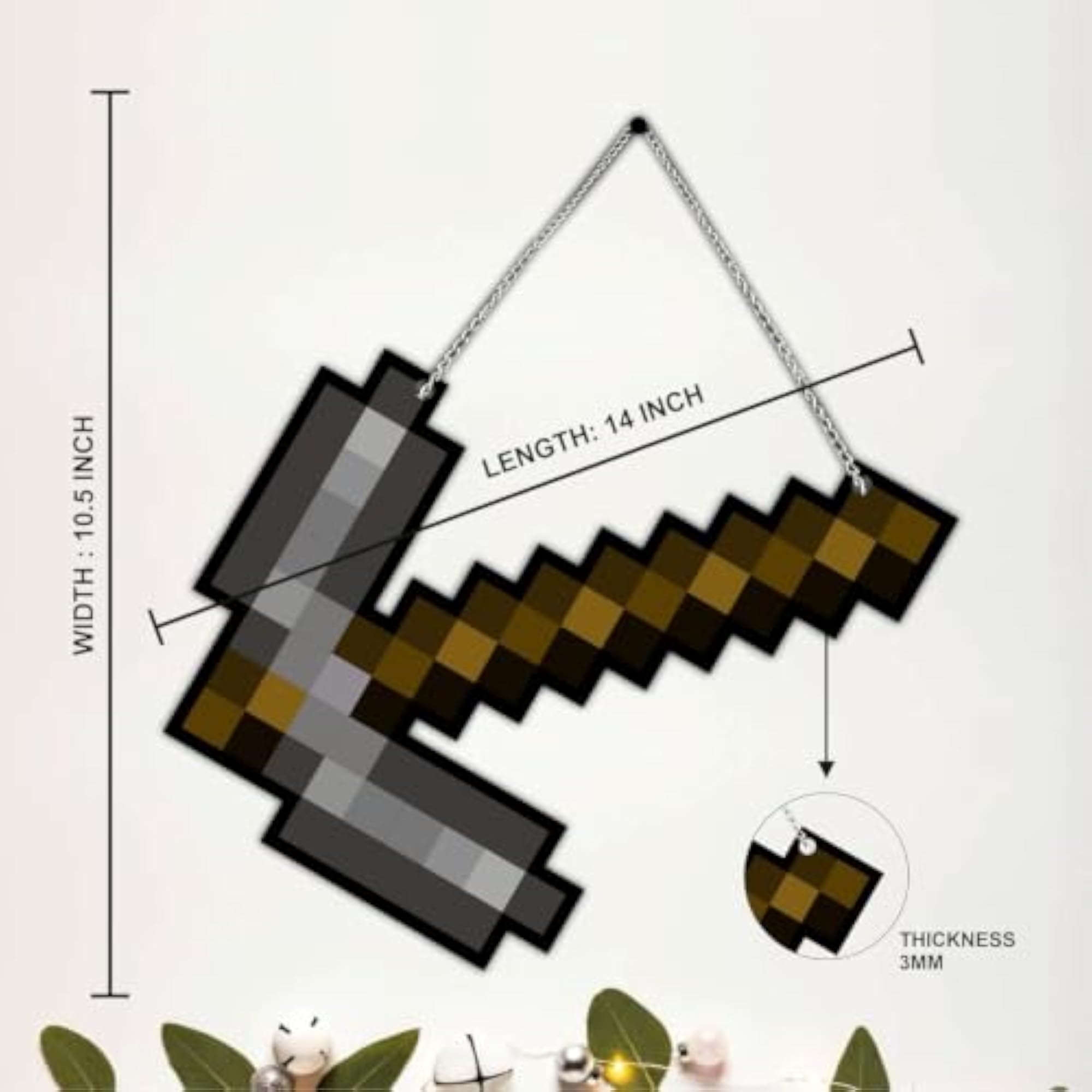 Diamond Pickaxe Style Wooden Wall Hanging