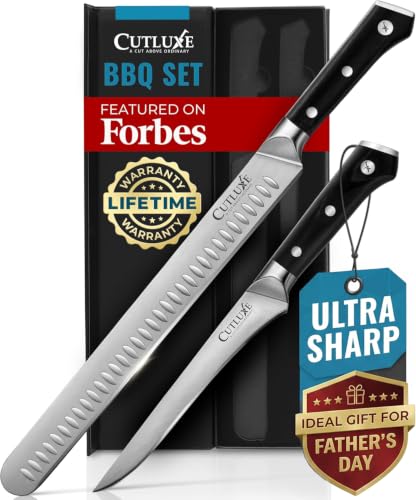 Cutluxe Carving Knife Set for BBQ & Brisket – Razor Sharp Ge...
