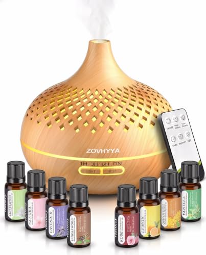 ZOVHYYA Diffuseur d'huiles essentielles 500 ml avec télécommande et 8