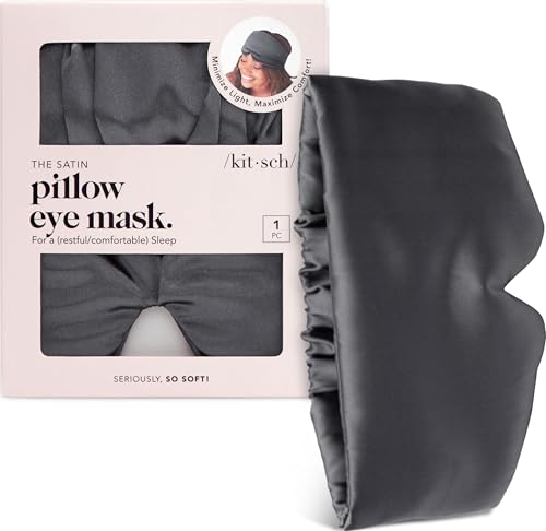 Kitsch Satin Sleep Mask | Eye Masks for Sleep - Charcoal Black