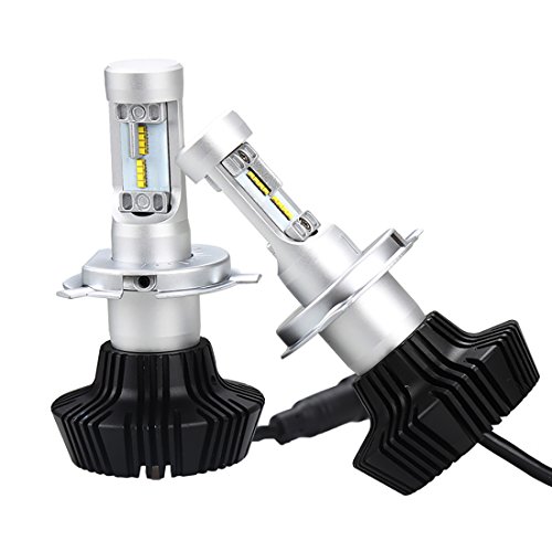 Toppower H4 LED Faro Bombillas de Lluces LED de Conversión con Lumileds-ZES Viruta Faros - Hi/Lo Beam - 50W 8000LM 6500K DC 12-24V- Ajustable 360 °- No Sistema de CANBUS