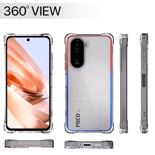 Image of Amazon Basics Back Cover for Poco M7 Plus 5G PC + TPU Clear Transparent Raised Edges Shockproof Protective Phone Bumper Case (Transparent)