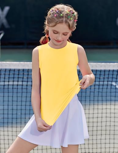 Image of Zaclotre Girls Athletic Tank Tops High-Low Hem Loose Fit Summer Top Kids Sleeveless Sport Shirts 5-14 Years