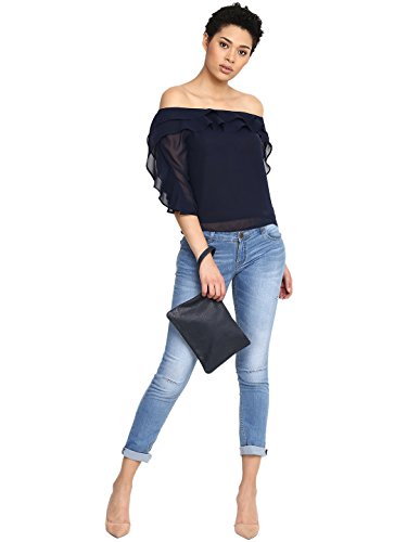 Image of Harpa Black Solid Blouse(GR5168-BLACK)