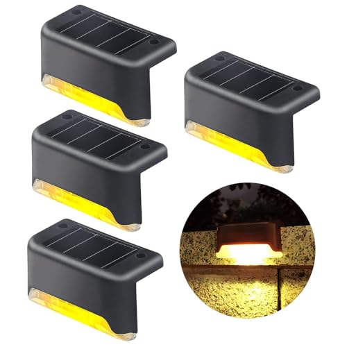 GLUN® Deck Solar Light, Rechargeable LED Decorative Lamp, Solar Panel Lights for Outdoor Decks, Railing, Stairs, Step, with IP65 Protection Wide Angle Lighting Pack of 4 (B0CSNG7HKD) Amazon Price History, Amazon Price Tracker