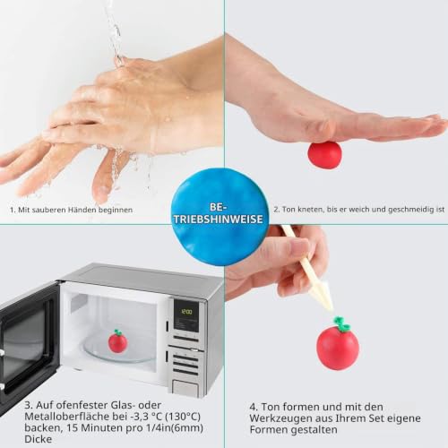 iFergoo Knete Starter Set 46 Farben Modelliermasse mit 5 Werkzeug & Zubehör – Ansicht 4
