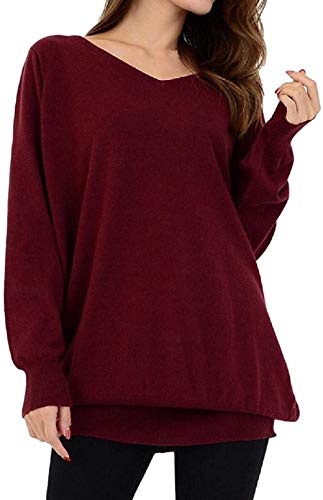 ［スリーピングシープ］ ゆったり ちょいなが Vネック コットン ニット 無地 ロング セーター シンプル チュ...