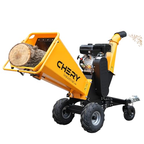 WTRAVEL 6" Gas Powered Wood Chipper 420cc 15HP Gasoline Engine Leaf Branch Shredder Mulcher Heavy Duty Woodchipper Multi-Function with Towbar & Stop Bar