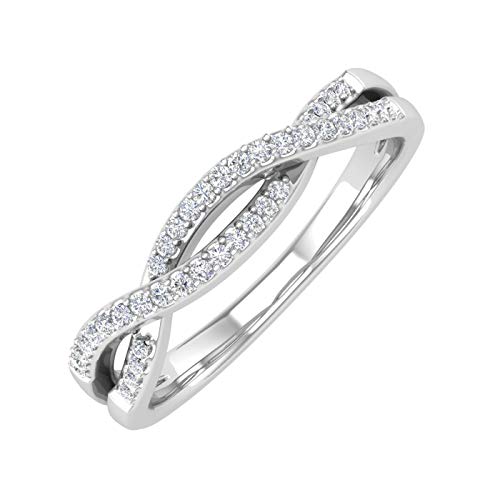 10K Gold Diamond Twisted Wedding Band Ring (0.13 Carat) (I1-I2 Clarity) - Main Image