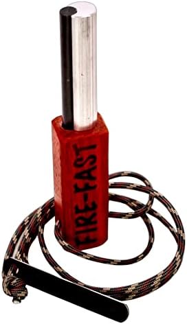 Fire Fast Kamper Lanyard. European Fire Steel Ferro Rod and Magnesium. Compact Durable Lite Weight Emergency Fire Starter for Camping, Backpacking, Hiking.