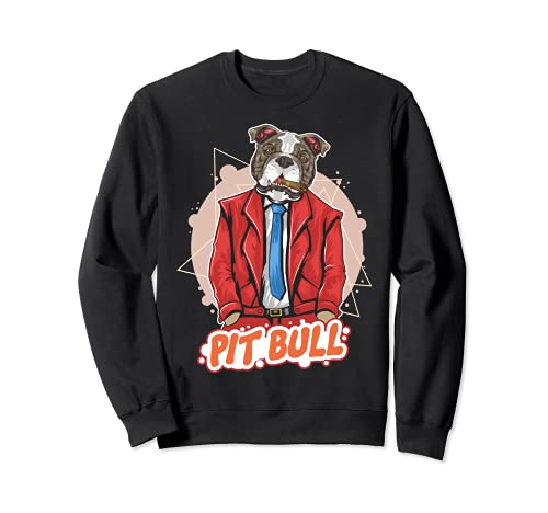 Handsome Pitbull Dog In A Suit And Tie Sweatshirt, Black