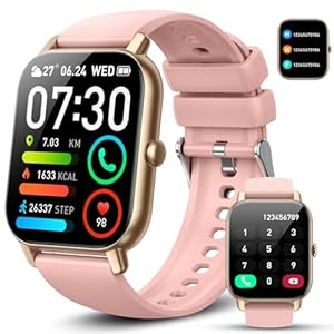 Smart Watch for Men Women (Answer/Make Call), 1.85″ Ultra Large Screen Smartwatch with Heart Rate Sleep Monitor, 112 Sports Mode Fitness Watch, IP68 Waterproof Fitness Tracker for Android iOS, Pink
