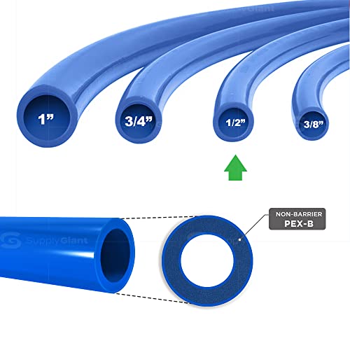 Supply Giant Qgx-C12100 Pex Tubing For Potable Water, Non-Barrier Pipe 1/2 In. X 100 Feet, Blue #TOP1