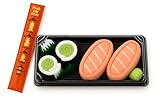 GIANT PANDA TRADING Sushi Socks Box: 2 pairs featuring Salmon Nigiri and Cucumber Maki designs. So cute and comfy! Stretchy, and unisex.