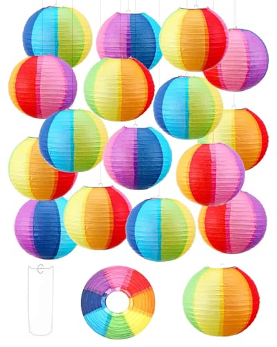 Lanito 紙提灯 お盆 紙ちょうちん カラフル 提灯 お盆飾り 燈籠 30個セット 8色の切り替わり イベント お祭り 居酒屋/誕生日/結婚式/出店/DIY絵画/装飾用 (20cm)