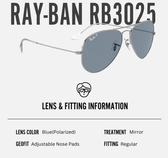 Image of Ray-Ban RB3025 CLASSIC AVIATOR POLARIZED Sunglasses for Men & Women with Official Eyewear Kit