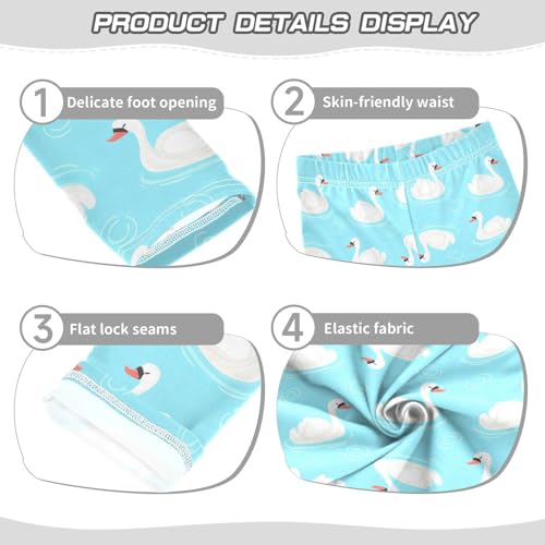 Girls Leggings Size 4T Cartoon Swan Blue Soft Stretchy Pants Breathable Girl Clothes for Running School3